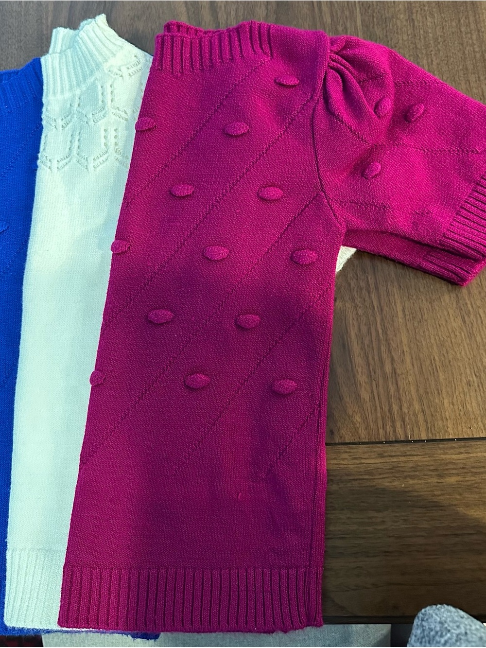 Fuchsia, Royal & Cream Short Sleeve Knit Top